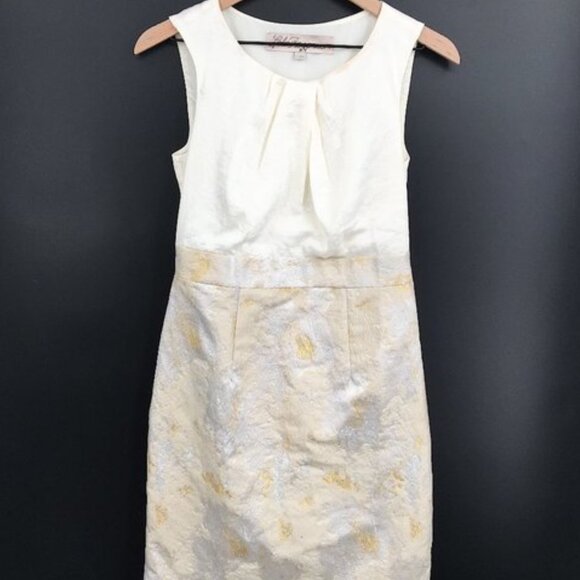 Lela Rose by Loft Dress - Cream & Gold (size 12) - EUC - Picture 2 of 6
